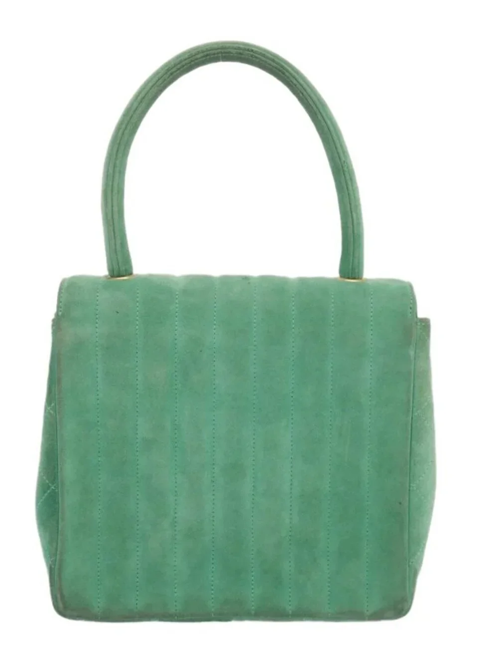 CHANEL Hand Bag Suede Green CC Auth 68731SAV